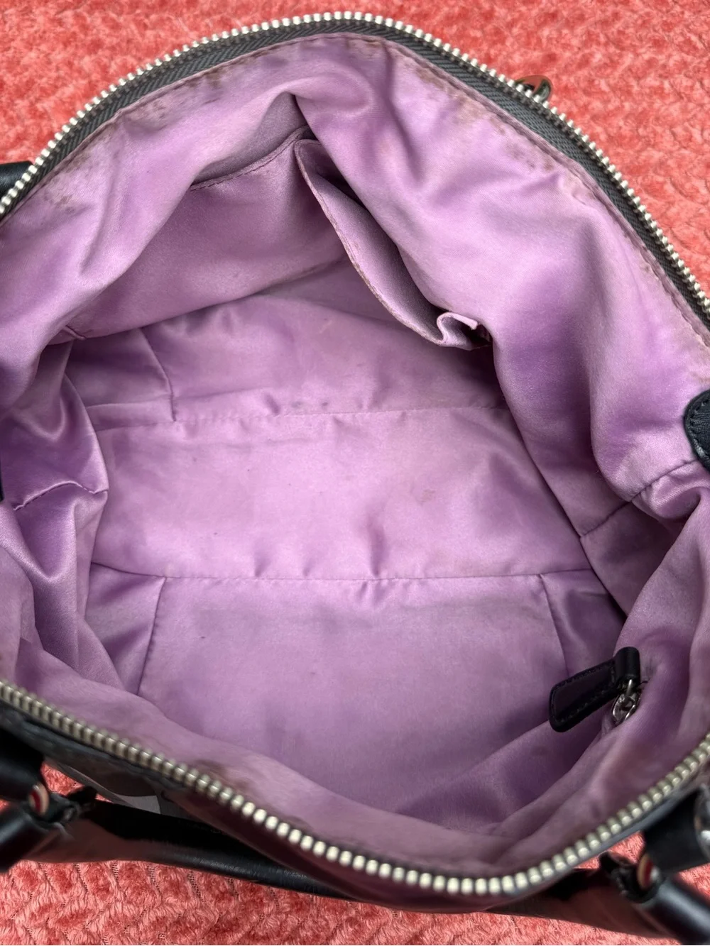 Authentic Coach Madison Sophia clover satchel purple/grey #15946 satin